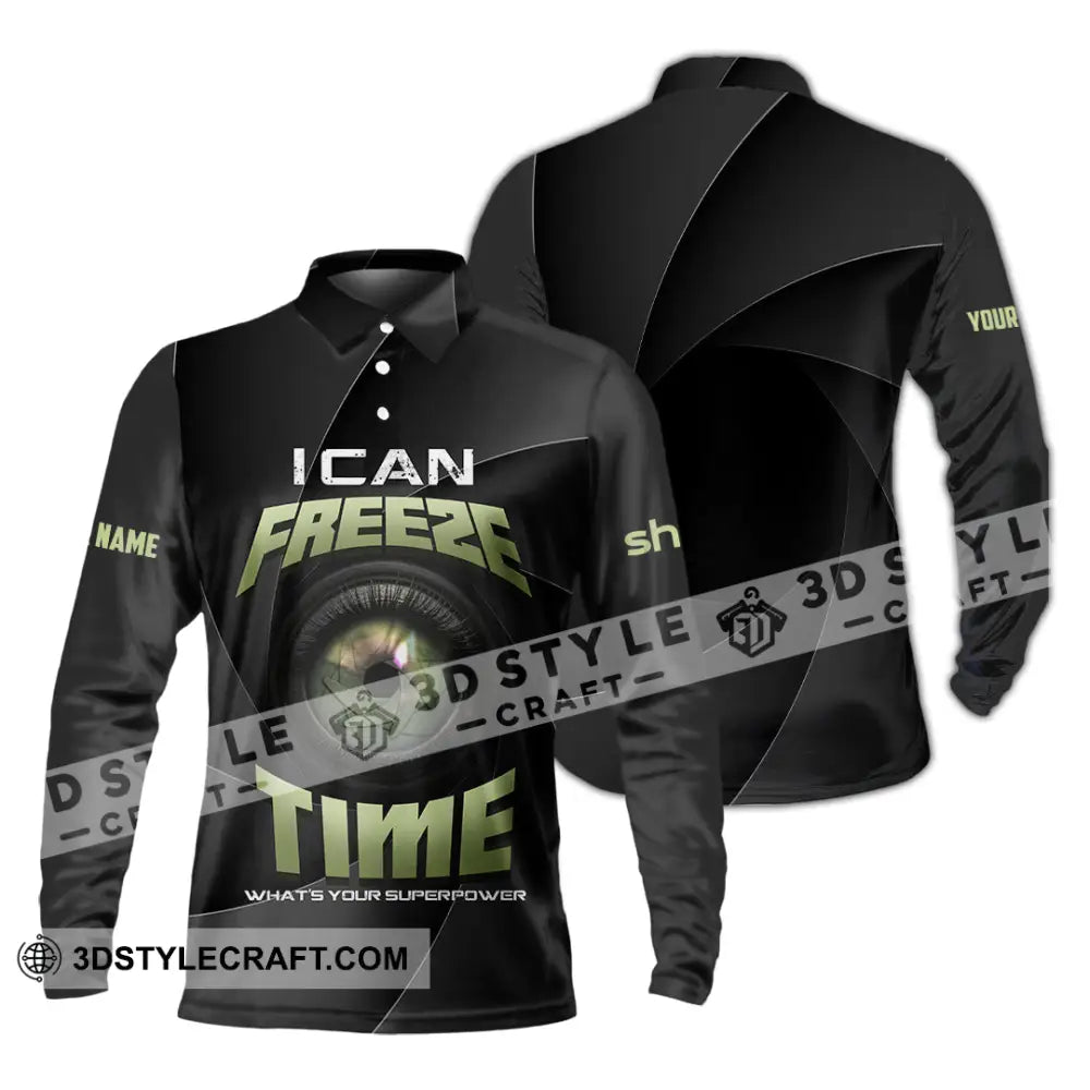 Unisex Shirt - Custom I Can Freeze Time Shirt - Long Sleeve Polo / S - T-shirt