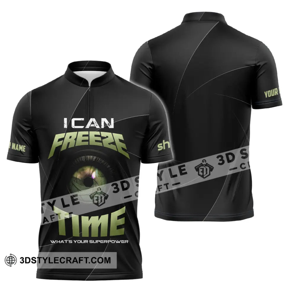 Unisex Shirt - Custom I Can Freeze Time Shirt - Zipper Polo Shirt / S - T-shirt