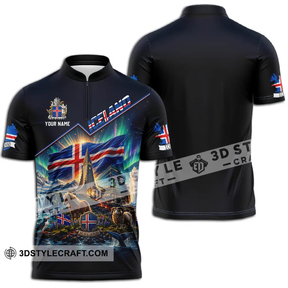 Unisex Shirt - Custom Iceland Shirt - Zipper Polo Shirt / S - T-shirt