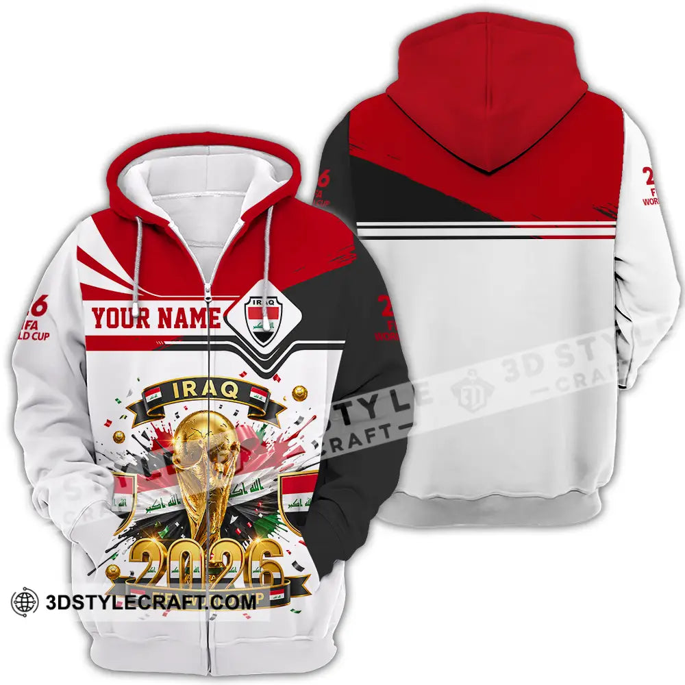 Unisex Shirt - Custom Iraq World Cup 2026 3D Shirt - Zipper Hoodie / S - T-shirt