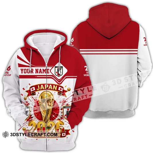 Unisex Shirt - Custom Japan World Cup 2026 3D Shirt - Zipper Hoodie / S - T-shirt