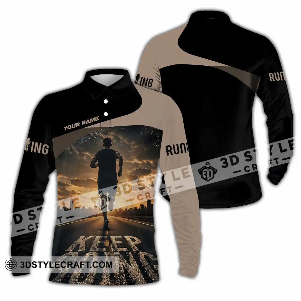 Unisex Shirt - Custom Keep Going Running Shirt - Long Sleeve Polo / S - T-shirt