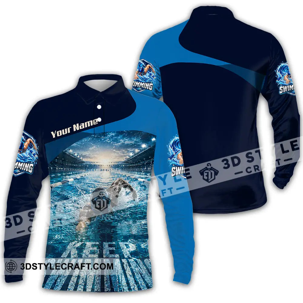 Unisex Shirt - Custom Keep Swimming Shirt - Long Sleeve Polo / S - T-shirt