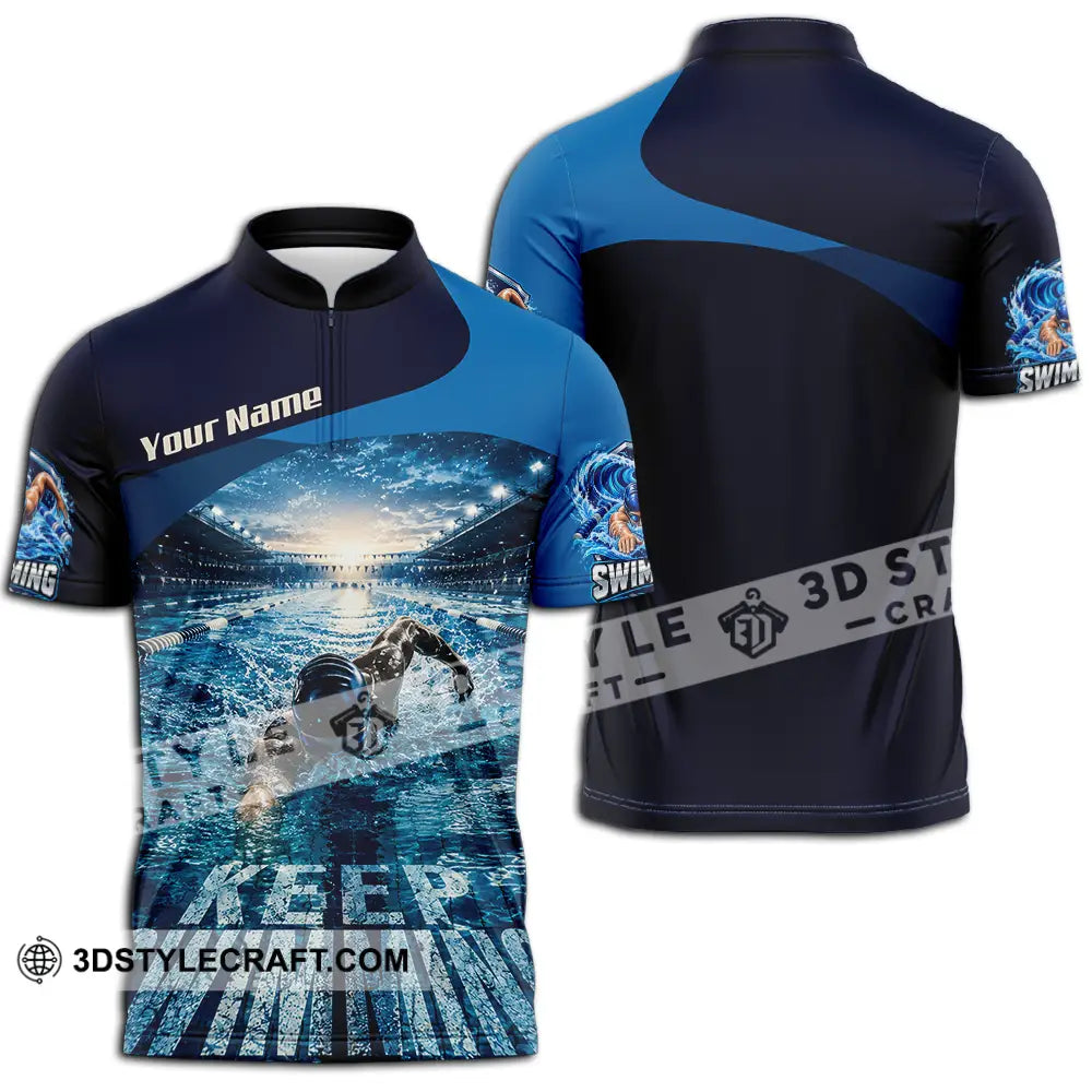Unisex Shirt - Custom Keep Swimming Shirt - Zipper Polo Shirt / S - T-shirt