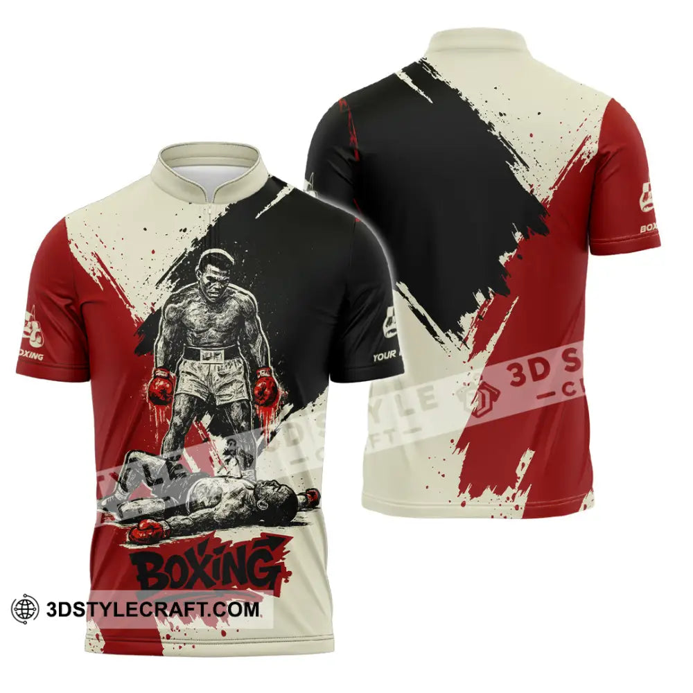 Unisex Shirt - Custom Knock Out Boxing Sport Shirt Zipper Polo Shirt / S T-shirt