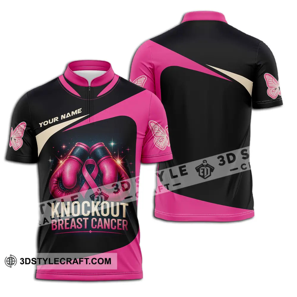 Unisex Shirt Custom Knock Out Breast Cancer Shirt Zipper Polo Shirt / S T shirt