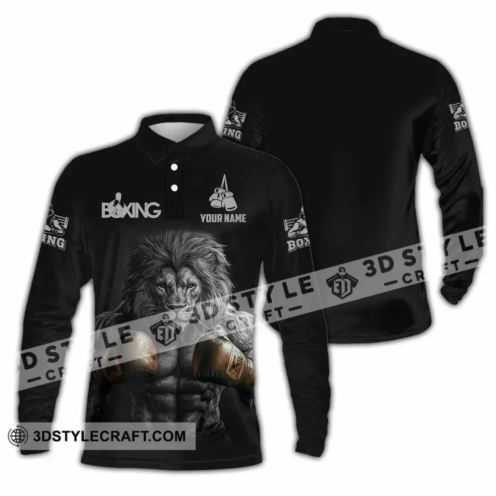 Unisex Shirt - Custom Lion Boxing Lover Sport Shirt Long Sleeve Polo / S T-shirt