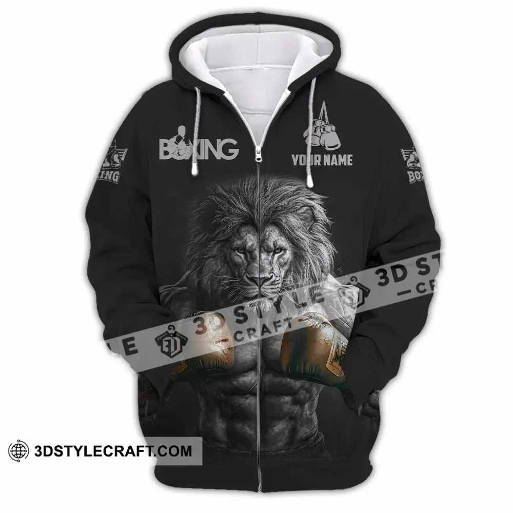 Unisex Shirt - Custom Lion Boxing Lover Sport Shirt Zipper Hoodie / S T-shirt