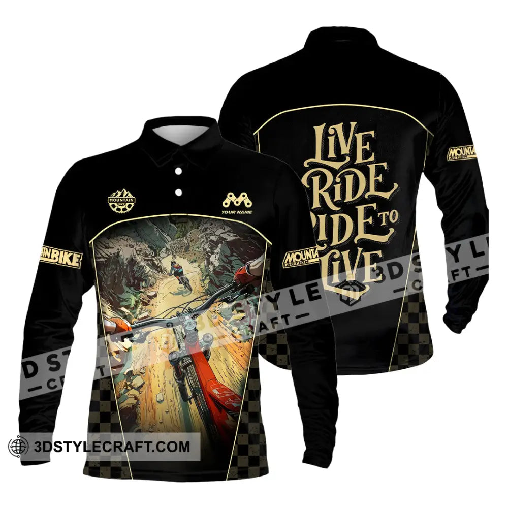 Unisex Shirt - Custom Live To Ride Mountain Bike Shirt Long Sleeve Polo / S T-shirt