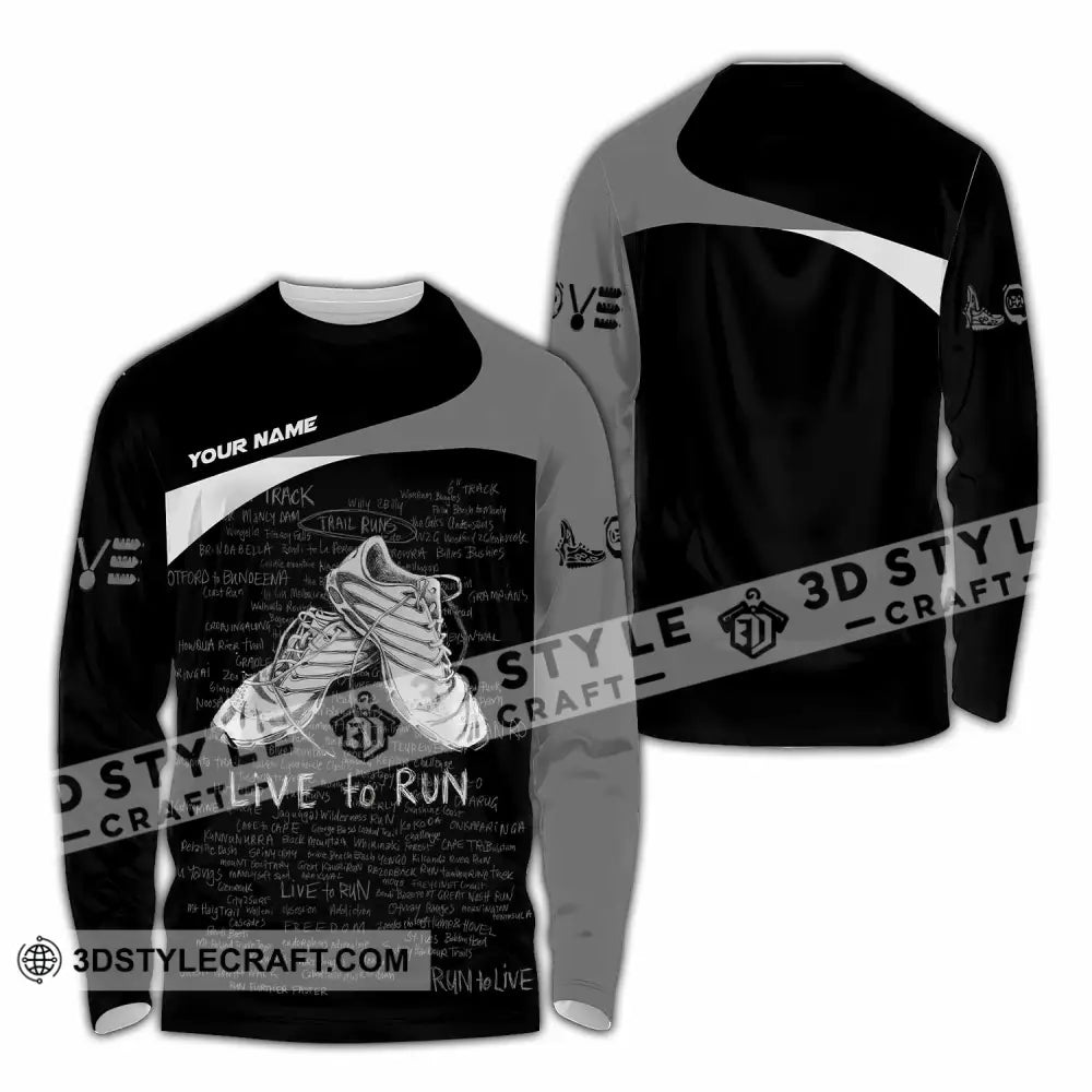 Unisex Shirt - Custom Live To Run 3D Shirt - Long Sleeve Shirt / S - T-shirt