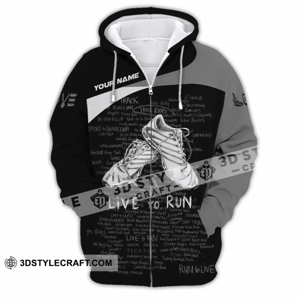 Unisex Shirt - Custom Live To Run 3D Shirt - Zipper Hoodie / S - T-shirt