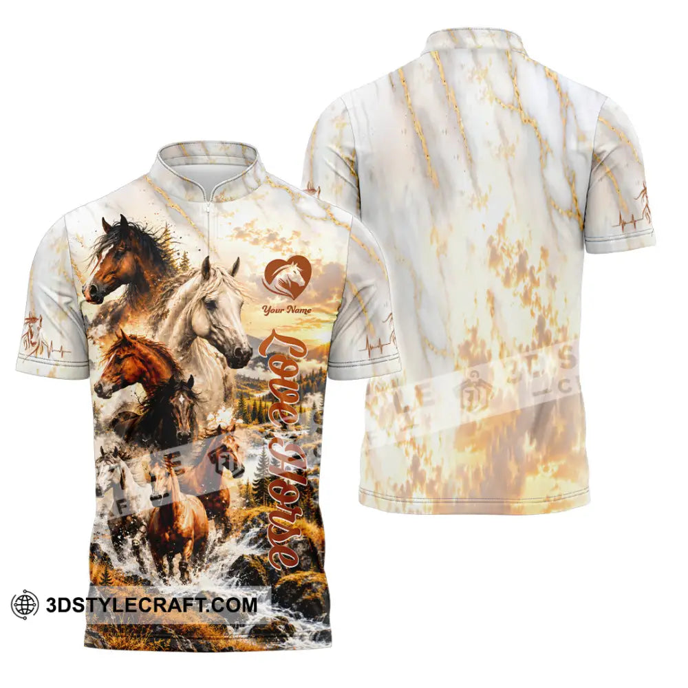 Unisex Shirt - Custom Love Horse Shirt - Zipper Polo Shirt / S - T-shirt