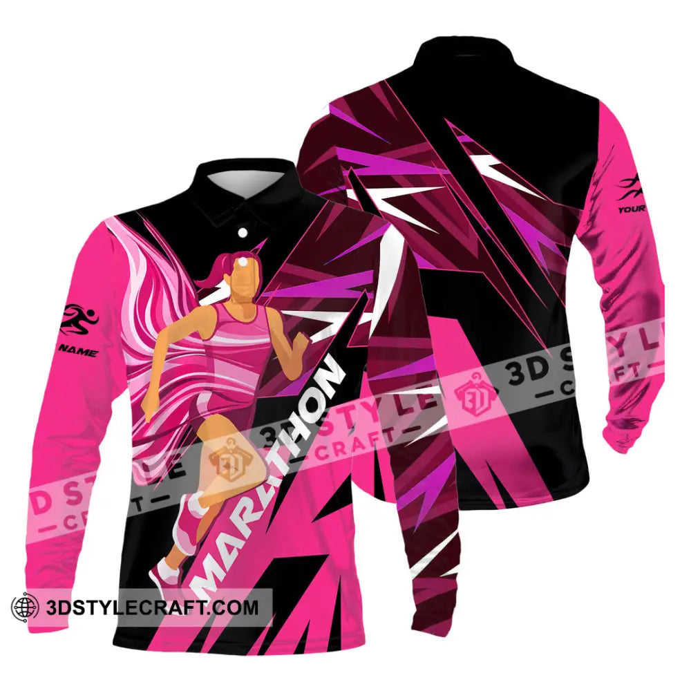 Unisex Shirt - Custom Marathon 3D Shirt Long Sleeve Polo / S T-shirt