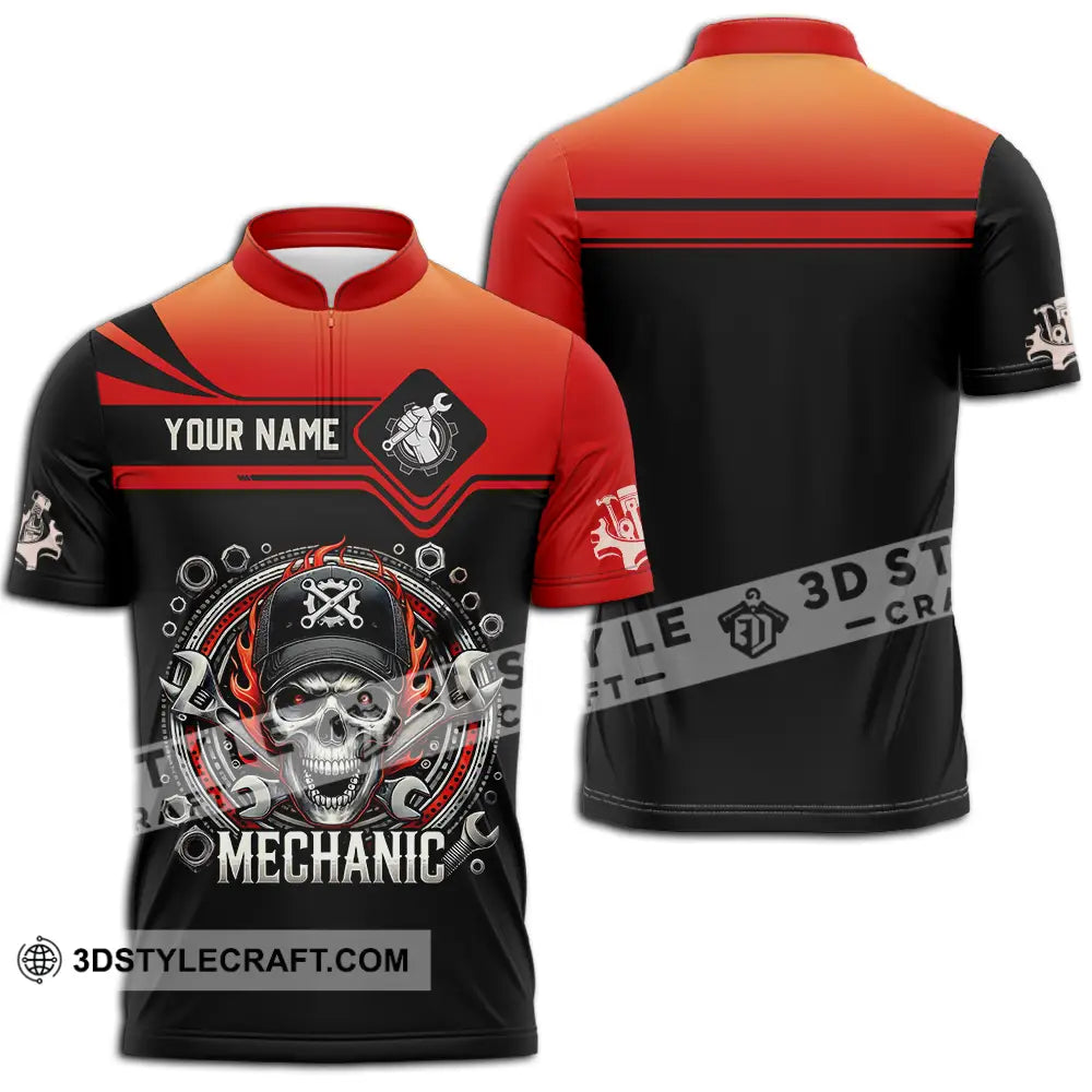 Unisex Shirt - Custom Mechanic Shirt Zipper Polo Shirt / S T-shirt