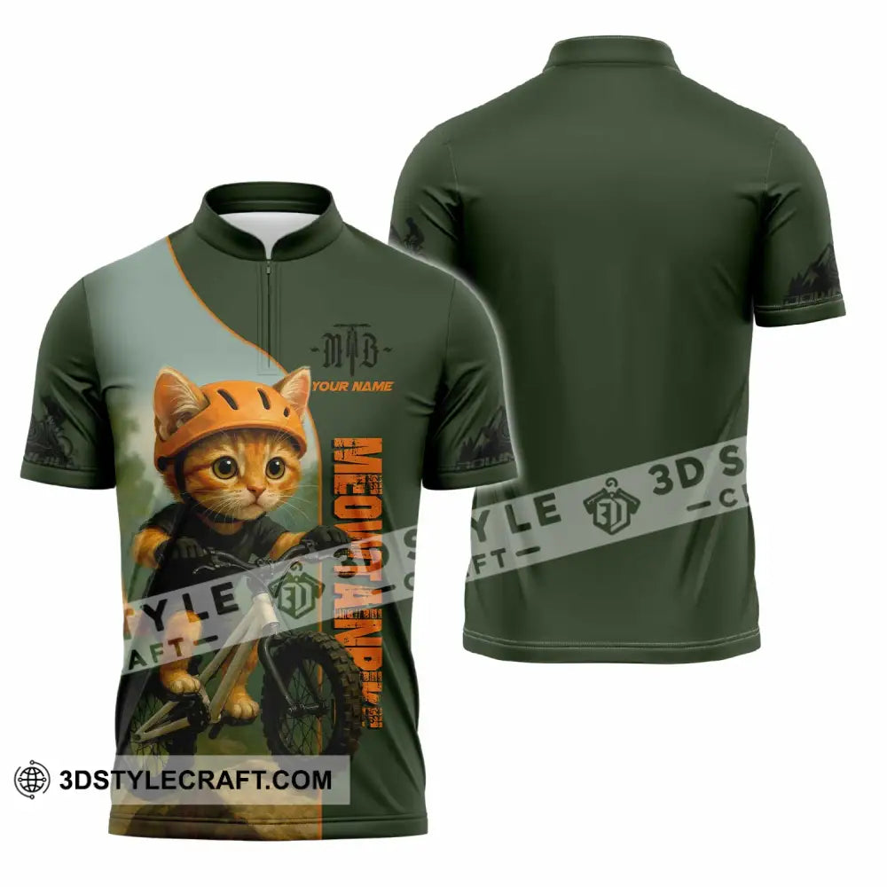 Unisex Shirt - Custom Meowtain Bike Shirt Zipper Polo Shirt / S T-shirt
