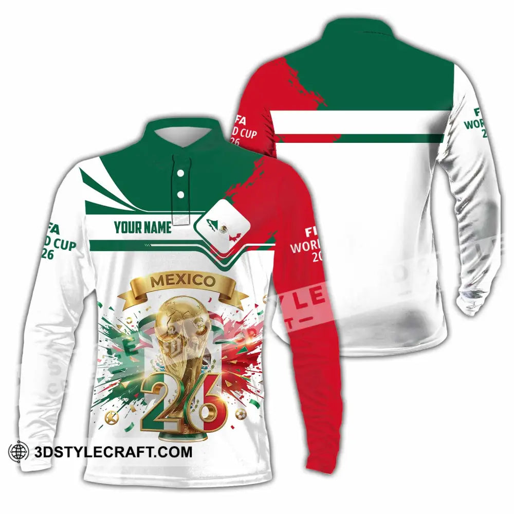 Unisex Shirt - Custom Mexico FIFA World Cup 2026 3D Shirt Long Sleeve Polo / S T-shirt