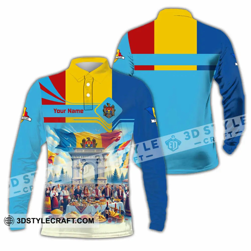 Unisex Shirt - Custom Moldova Shirt - Long Sleeve Polo / S - T-shirt