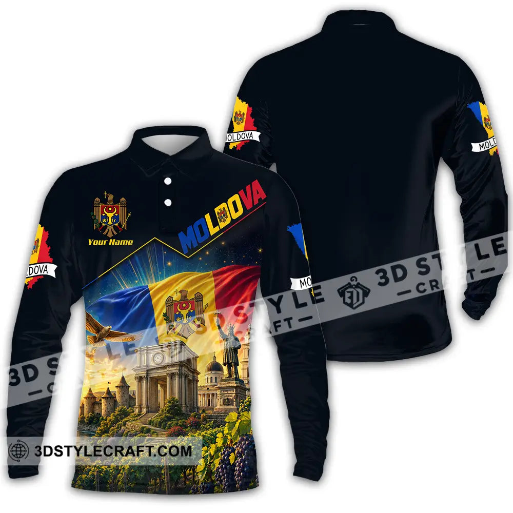 Unisex Shirt - Custom Moldova Shirt - Long Sleeve Polo / S - T-shirt