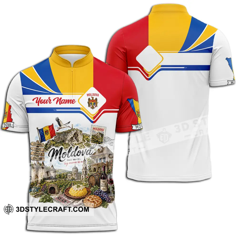 Unisex Shirt - Custom Moldova Shirt - Zipper Polo Shirt / S - T-shirt