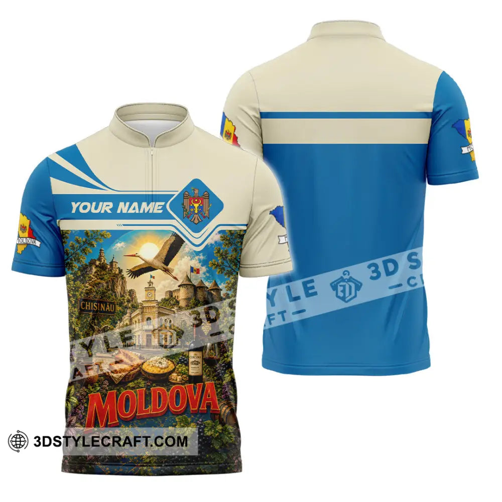 Unisex Shirt - Custom Moldova Shirt - Zipper Polo Shirt / S - T-shirt