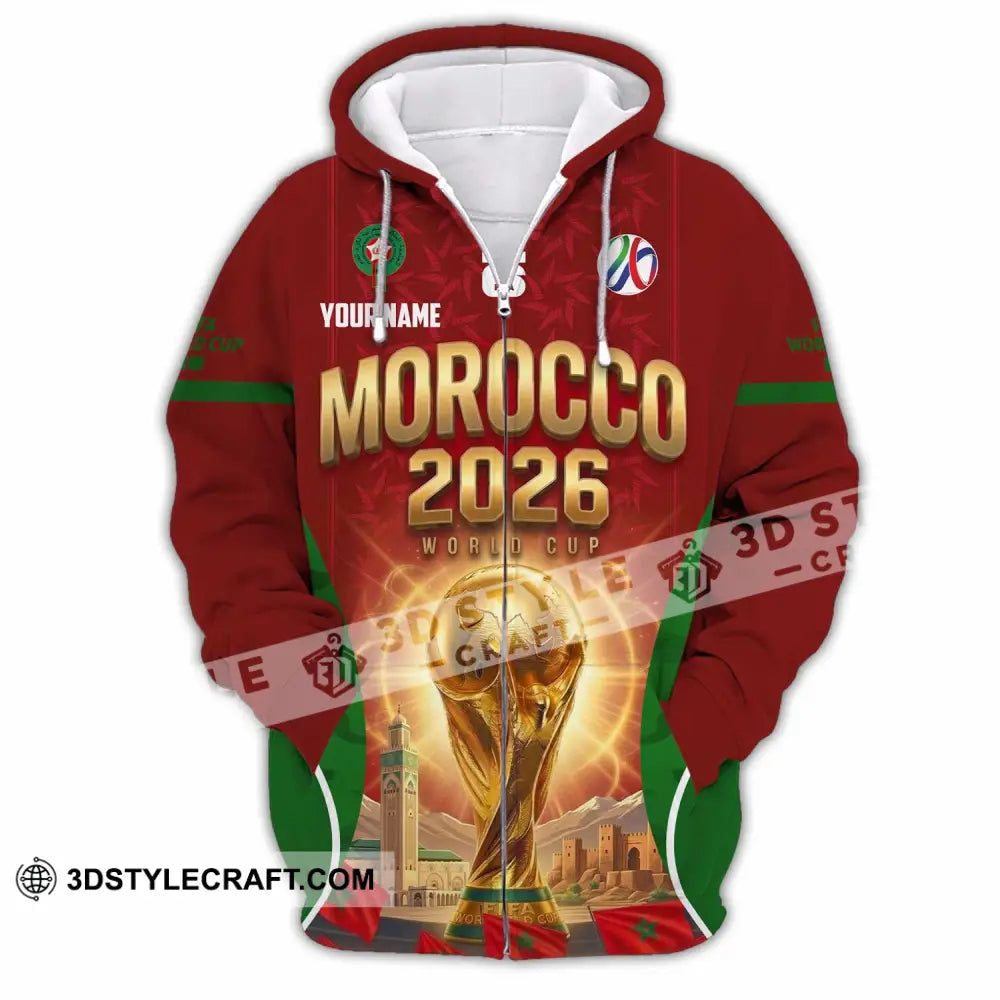 Unisex Shirt - Custom Morocco World Cup 2026 Shirt - Zipper Hoodie / S - T-shirt
