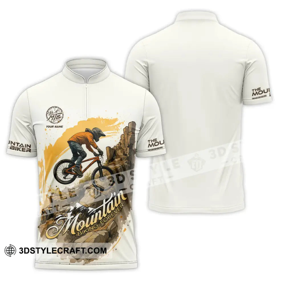 Unisex Shirt - Custom Mountain Bike Shirt Zipper Polo Shirt / S T-shirt