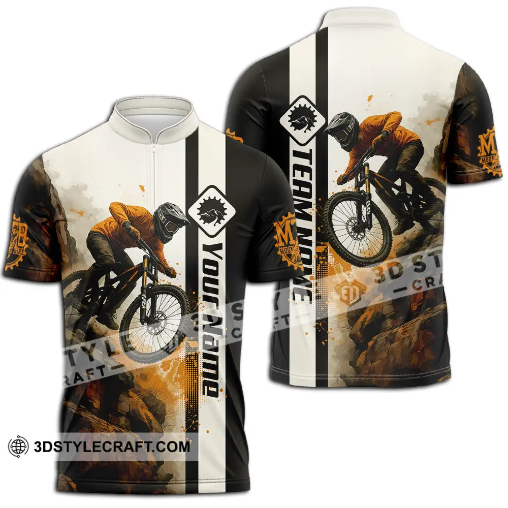 Unisex Shirt - Custom Mountain Bike Shirt Zipper Polo Shirt / S T-shirt
