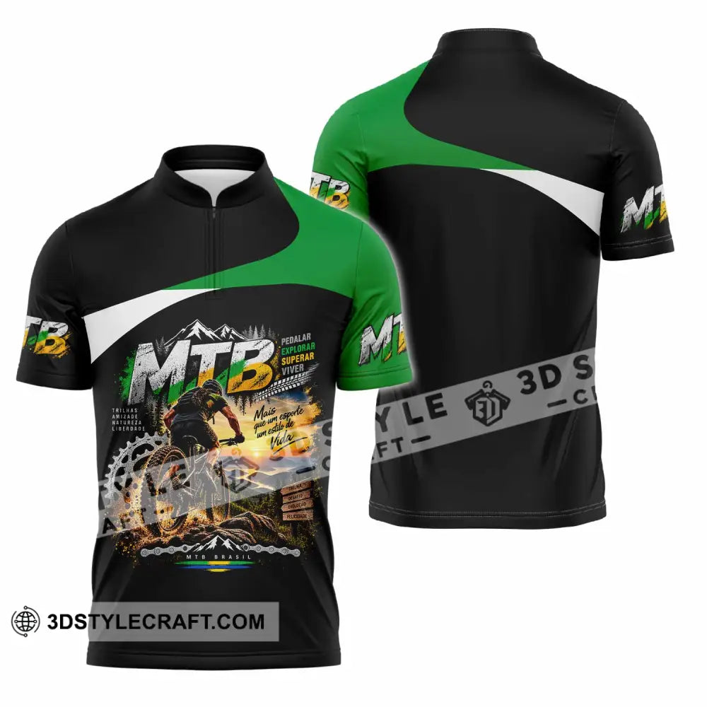Unisex Shirt - Custom Mountain Bike Shirt - Zipper Polo Shirt / S - T-shirt
