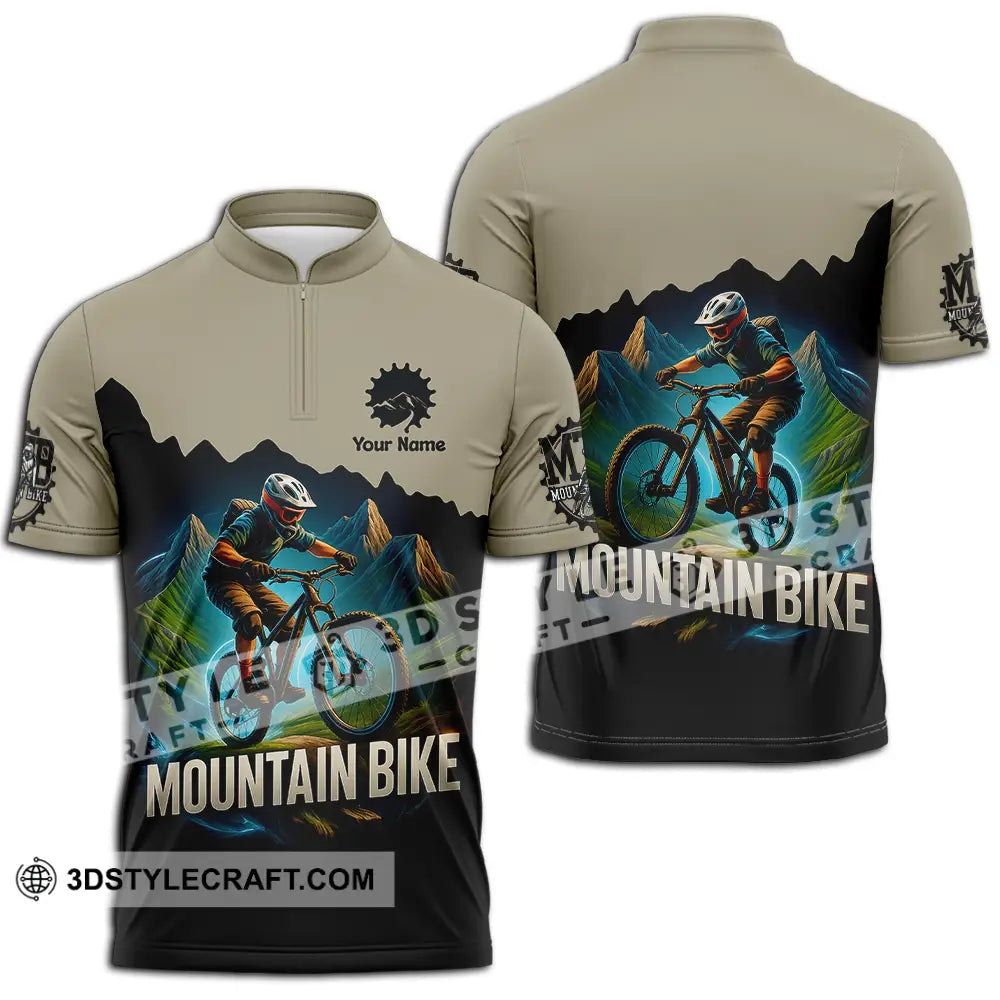 Unisex Shirt - Custom Mountain Bike Shirt Zipper Polo Shirt / S T-shirt