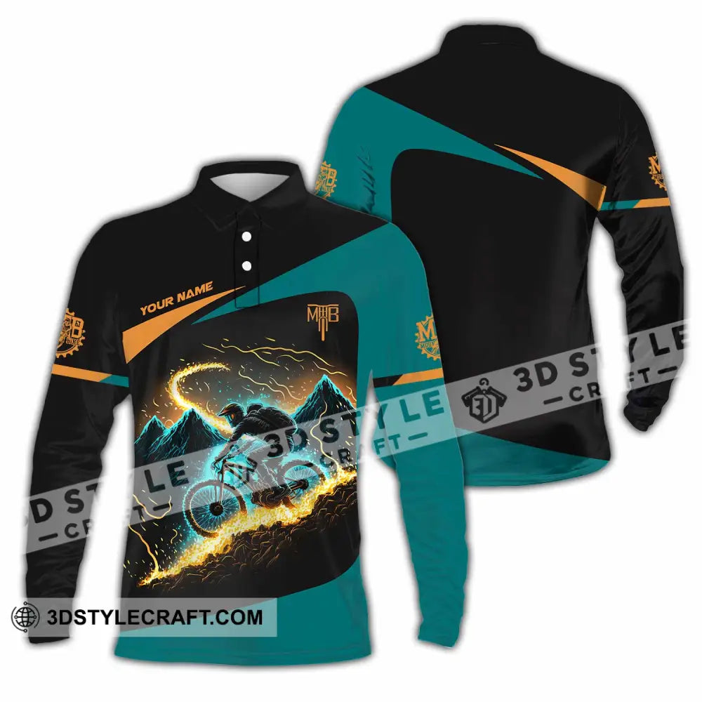 Unisex Shirt - Custom MTB Mountain Bike Shirt Long Sleeve Polo / S T-shirt