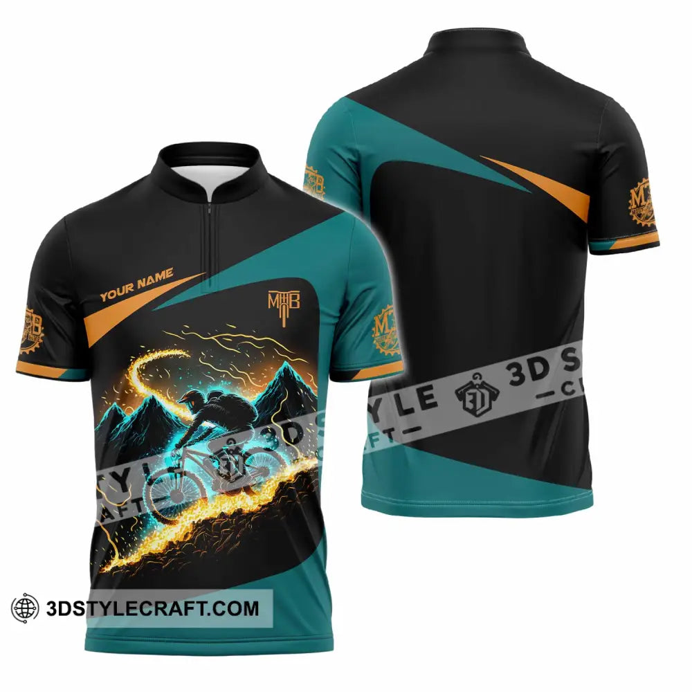 Unisex Shirt - Custom MTB Mountain Bike Shirt Zipper Polo Shirt / S T-shirt