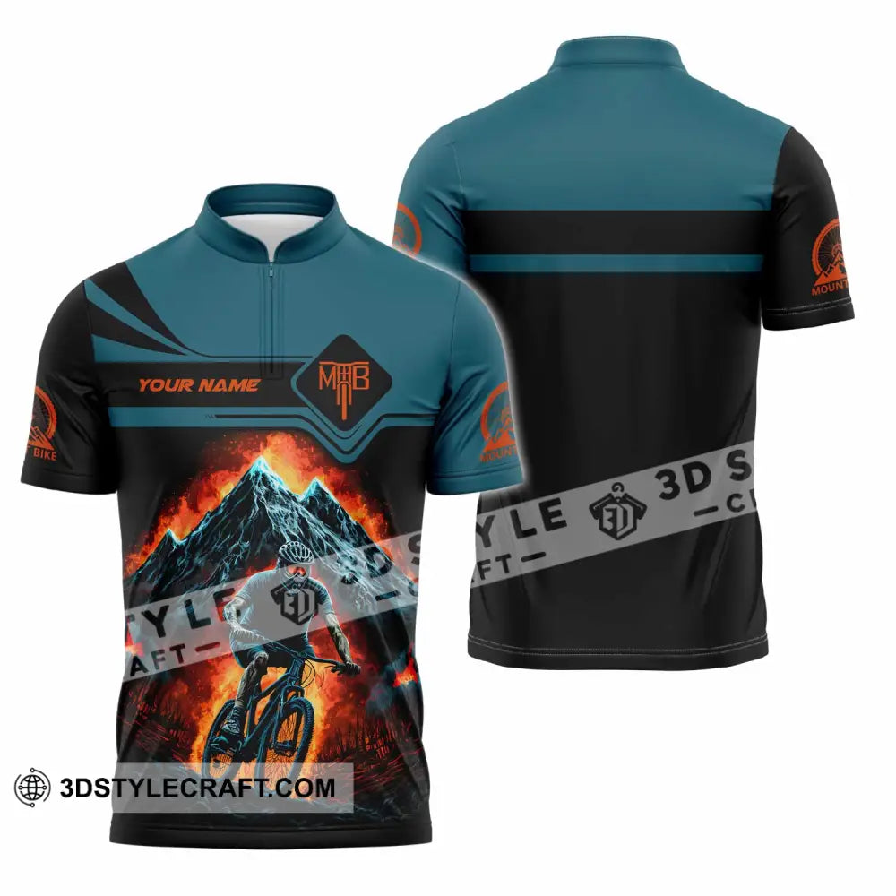 Unisex Shirt - Custom MTB Mountain Bike Shirt Zipper Polo Shirt / S T-shirt