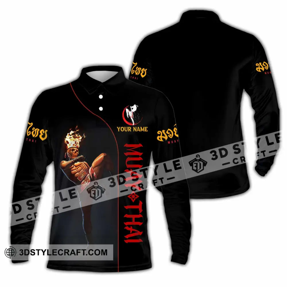 Unisex Shirt - Custom Muay Thai 3D Shirt Long Sleeve Polo / S T-shirt