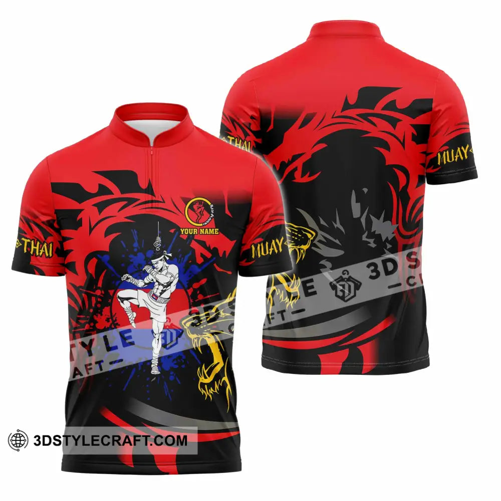 Unisex Shirt - Custom Muay Thai 3D Shirt Zipper Polo Shirt / S T-shirt