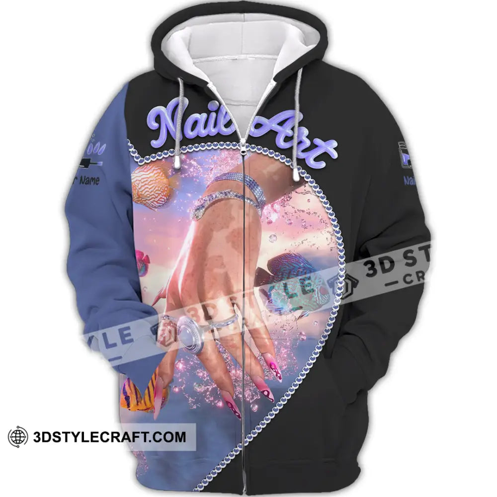 Unisex Shirt Custom Nails Art Shirt Zipper Hoodie / S T shirt