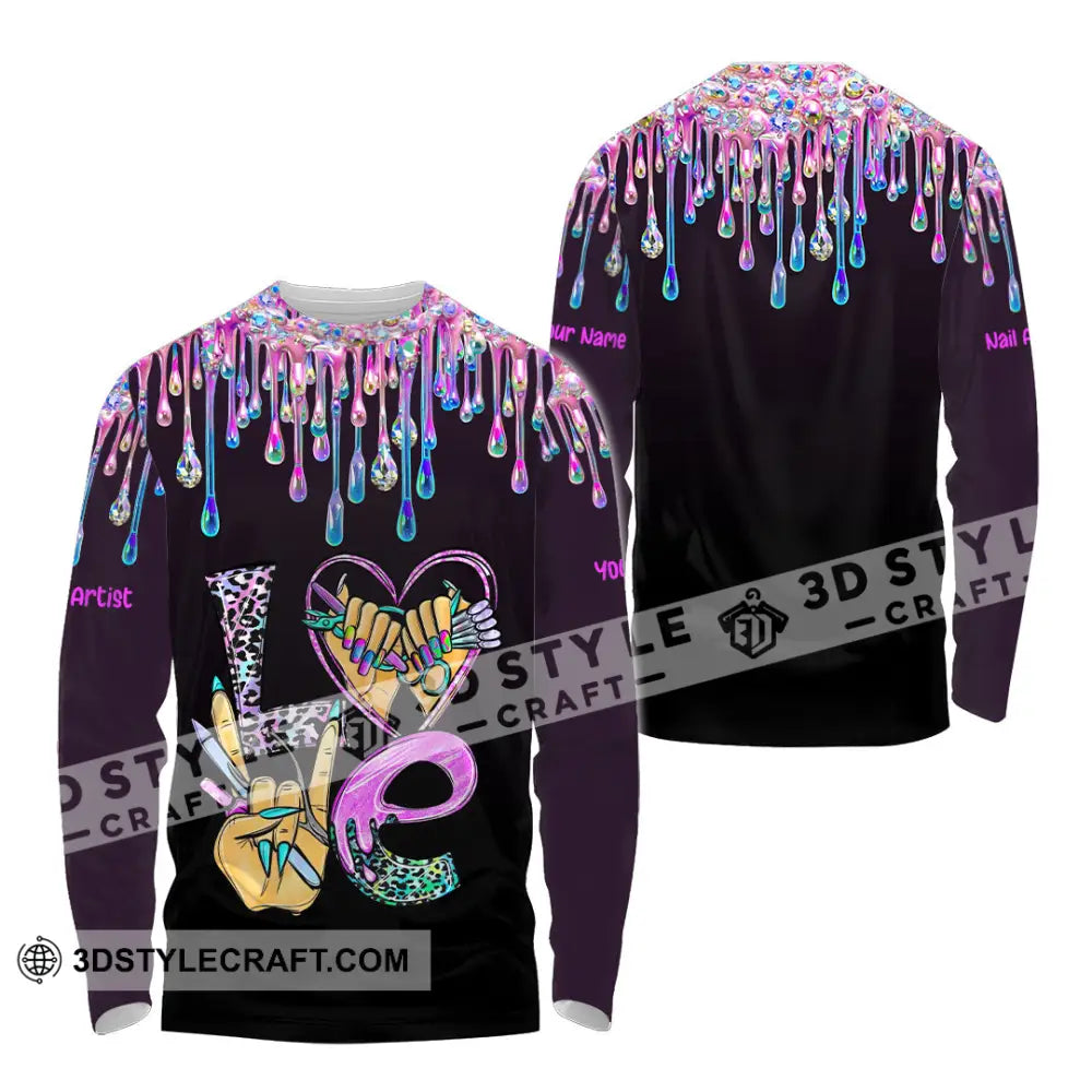 Unisex Shirt Custom Nails Artist Shirt Long Sleeve Shirt / S T shirt