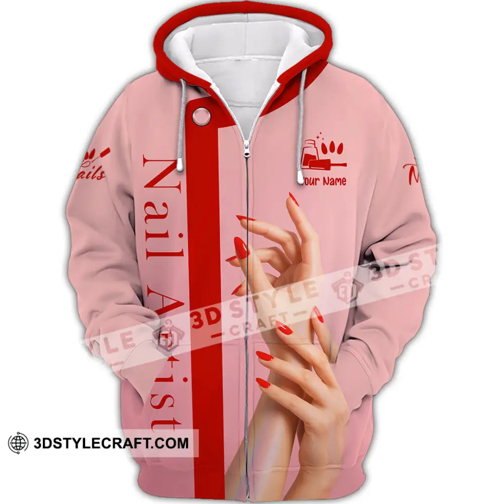 Unisex Shirt Custom Nails Artist Shirt Zipper Hoodie / S T shirt