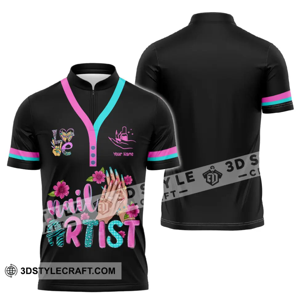 Unisex Shirt Custom Nails Artist Shirt Zipper Polo Shirt / S T shirt