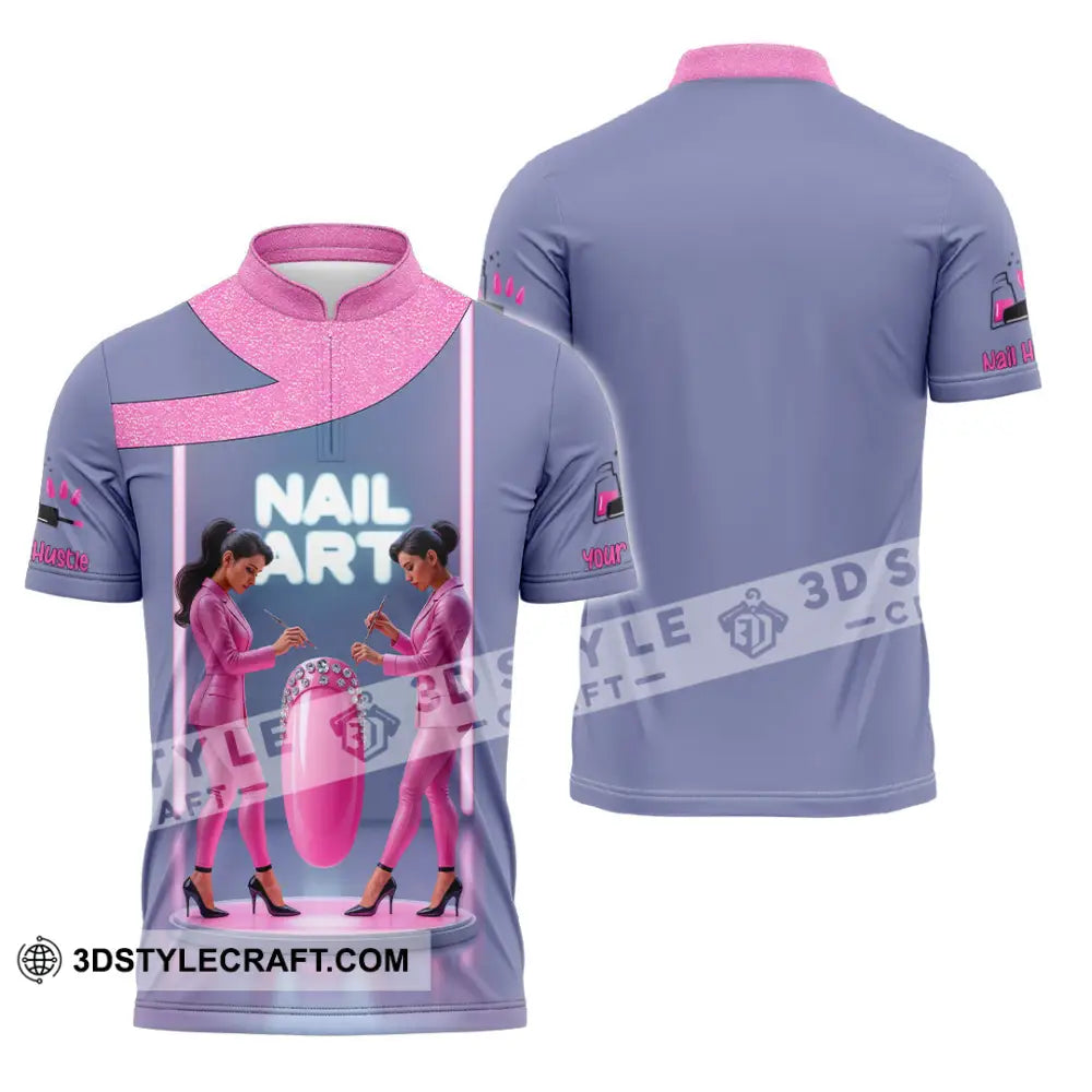 Unisex Shirt Custom Nails Artist Shirt Zipper Polo Shirt / S T shirt