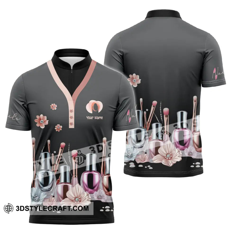 Unisex Shirt Custom Nails Artist Shirt Zipper Polo Shirt / S T shirt