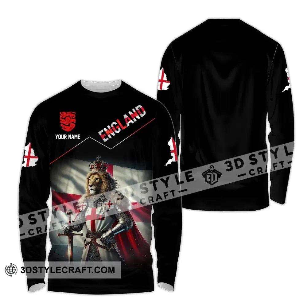 Unisex Shirt - Custom Name 2024 Euro Cup England Team Long Sleeve / S T-Shirt