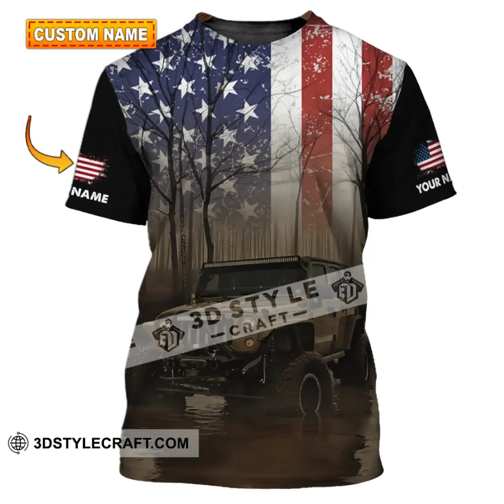 Unisex Shirt - Custom Name 3D America Flag T-Shirt