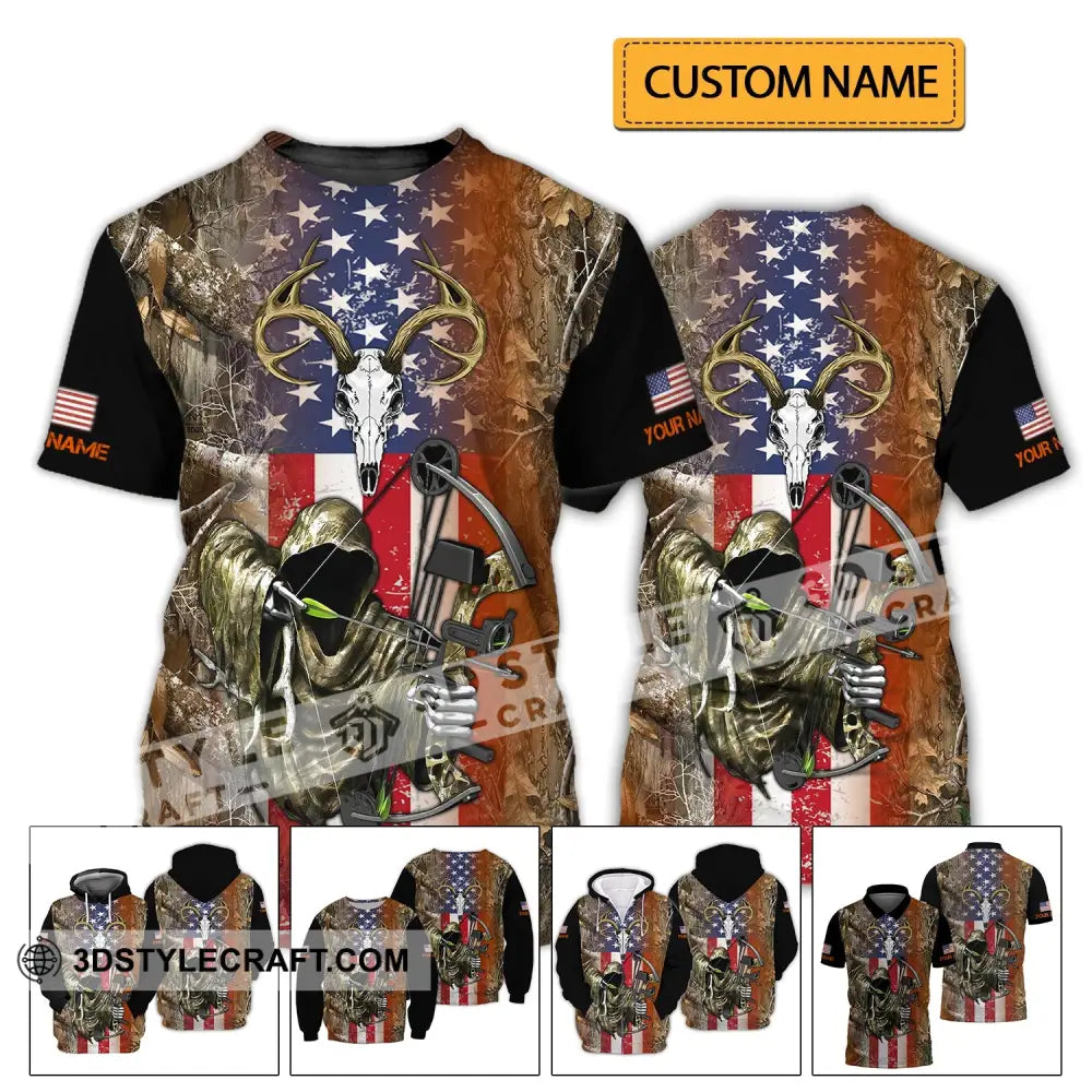 Unisex Shirt - Custom Name 3D America Hunter T-Shirt