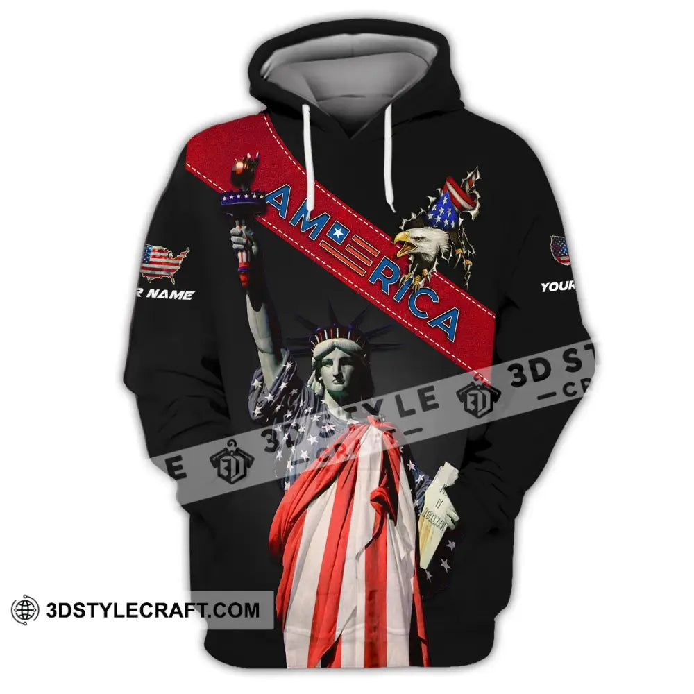 Unisex Shirt - Custom Name 3D America Icon Liberties Hoodie / S T-Shirt