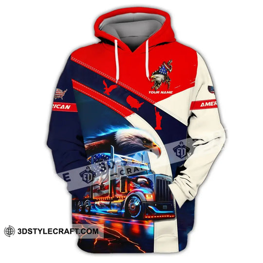 Unisex Shirt - Custom Name 3D Shirt - America Truck Flag Color style option 3