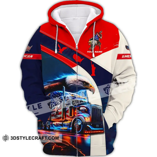 Unisex Shirt - Custom Name 3D Shirt - America Truck Flag Color style option 4
