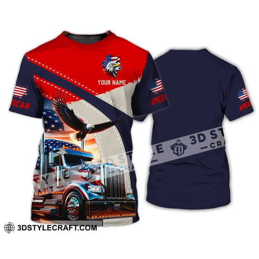 Unisex Shirt - Custom Name 3D Eagle Truck America Flag Color T-Shirt / S T-Shirt