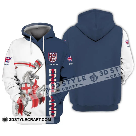 Unisex Shirt - Custom Name 3D Shirt - England Hero Horse Map And Logo style option 3