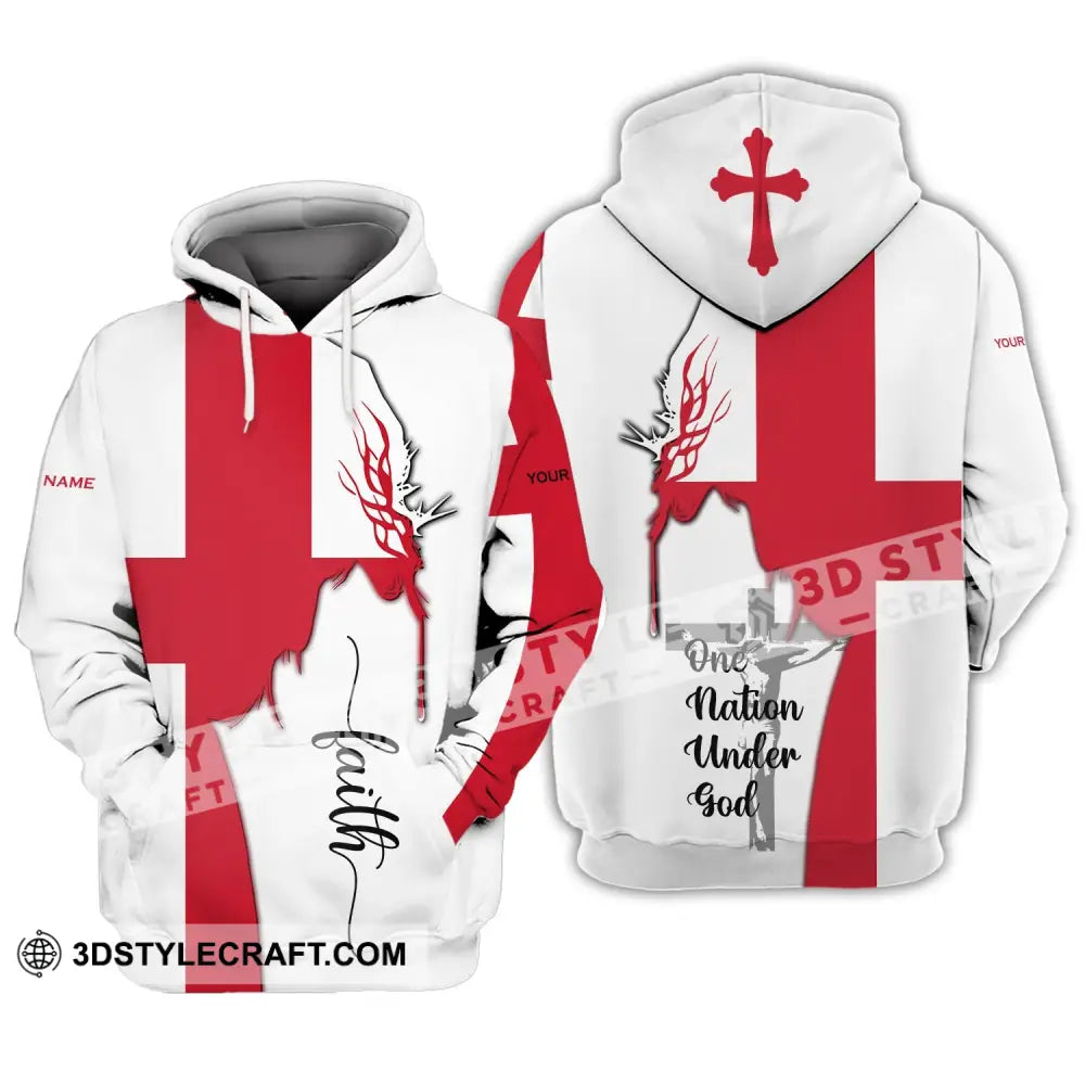 Unisex Shirt - Custom Name 3D England One Nation Under God Hoodie / S T-Shirt