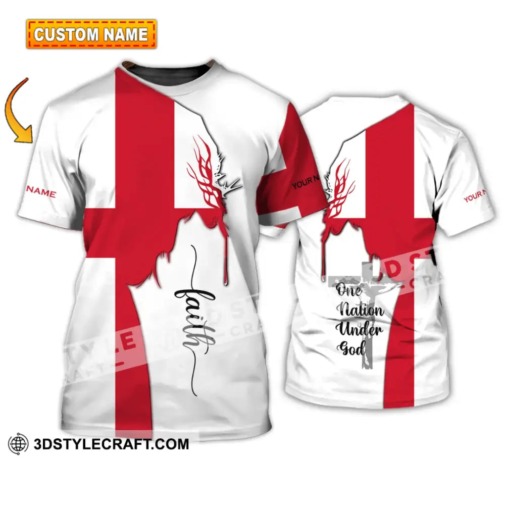 Unisex Shirt - Custom Name 3D England One Nation Under God T-Shirt